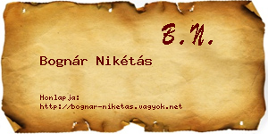 Bognár Nikétás névjegykártya
