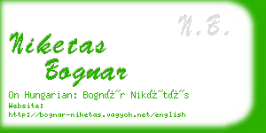 niketas bognar business card